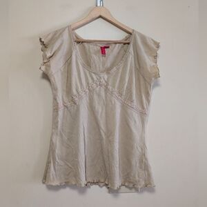 Zoey Beth Boho Lace Flutter Sleeve Top Size 1X/1X Cream Romantic Cottagecore